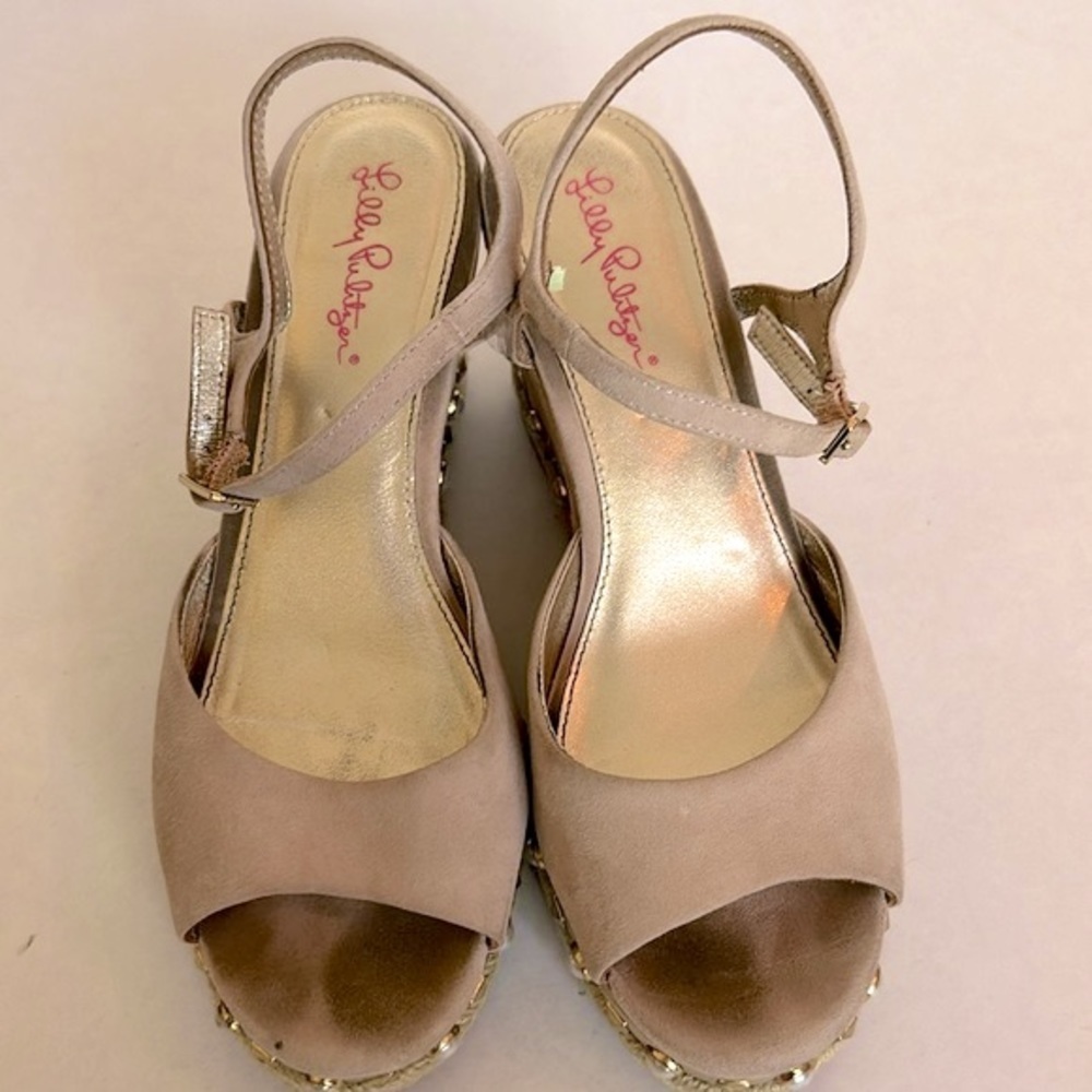LILLY PULITZER Hadley Suede Wedge Espadrilles. Sz 9 - Picture 3 of 12